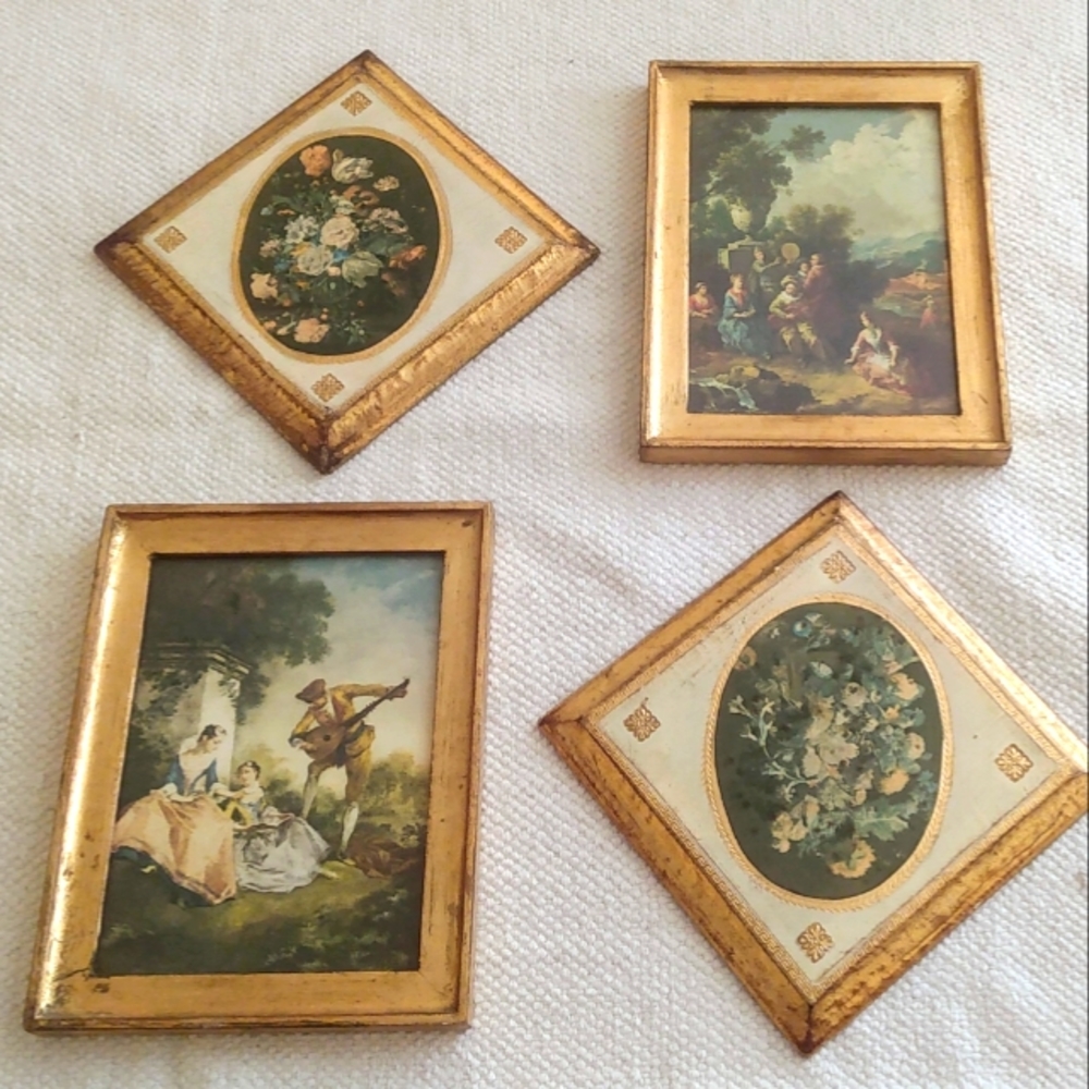 Vintage Wooden Florentine Prints